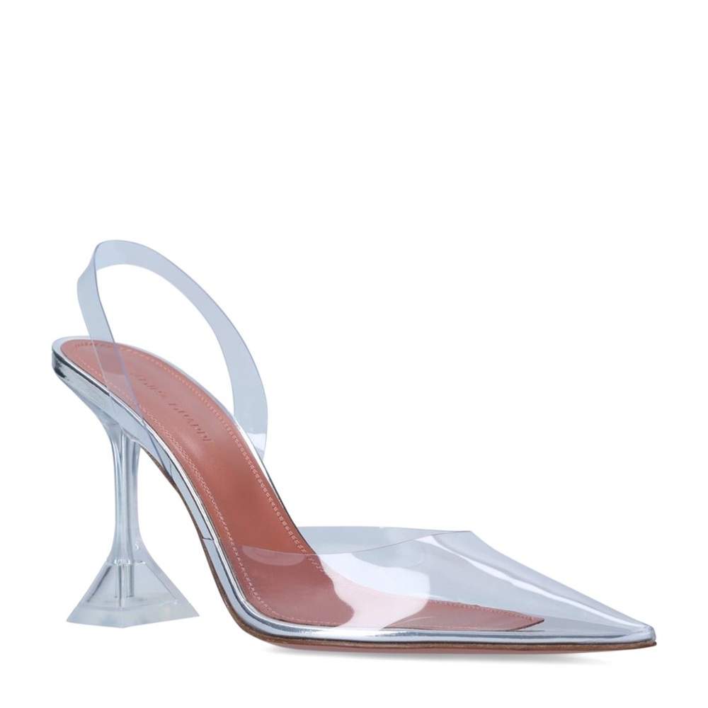 Amina Muaddi holli glass slings transparent